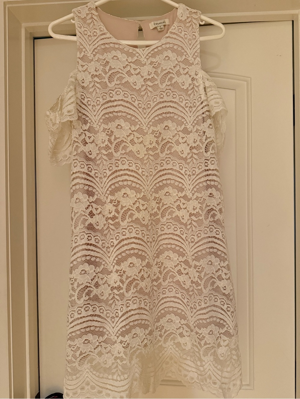 Francesca's Blush Lace Cold-Shoulder Dress
